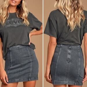 Free People NEW Modern Femme denim mini skirt 12 stretch jean skirt westminster